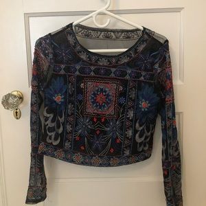 Urban Outfitters beaded long sleeve sheer top